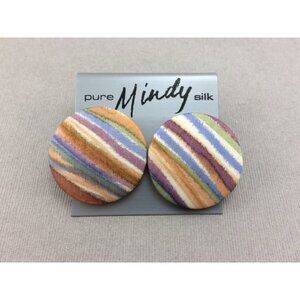 Vintage Pure Silk Large Disc Pierced Earrings Mindy Brand